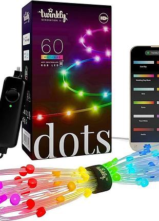 Гирлянда smart led twinkly dots lights rgb 60 ip20 3м прозрачный кабель