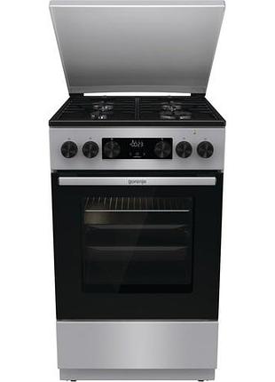 Плита gorenje комби, 70л, 50x60см, метал. кришка, дисплей, iconled, эмалированные реш, титан