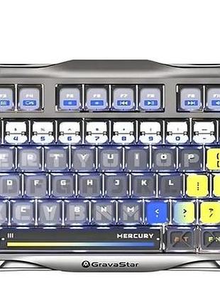 Клавиатура механическая gravastar mercury k1 pro 80keys, gravastar x kailh speedy mint, bt/wl/usb, rgb, interstellar silver