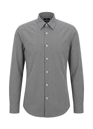 Чоловіча сорочка boss hugo boss slim fit astor розмір 39 (m) чорно-біла клітинка бавовна
