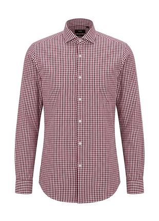 Чоловіча сорочка boss hugo boss slim fit jaron розмір 39 (m) червона клітинка