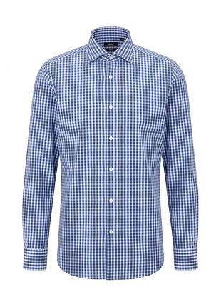 Чоловіча сорочка boss hugo boss slim fit jaron розмір 39 (m) синя клітинка