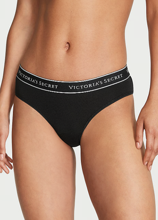 Трусики хипхаггеры victoria's secret  размер m из хлопка с логотипом виктория сикретс оригинал