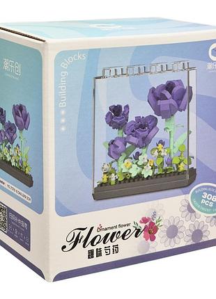 Детский конструктор ornament flower 7378 в колбе, 308 деталей | maxisvit
