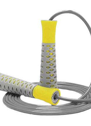 Скакалка powerplay 4206 jump rope pro+ сіро-жовта (2,75m.)