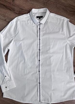 Стильна нарядна біла чоловіча сорочка l-xl від george