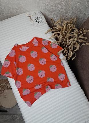 Футболка в малинках оверсайз від hm 4-6 років (110-116)