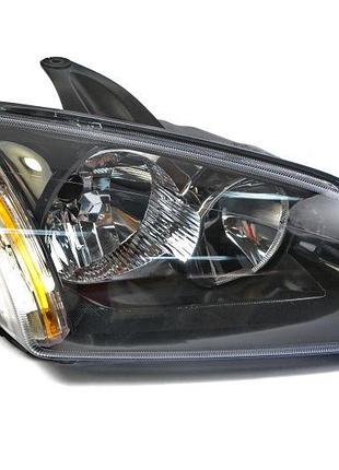 Фара передняя ford focus 2 2004-2007, правая h7/h1, электрическая регулировка, черная рамка, depo, 431-1169r-ldem2