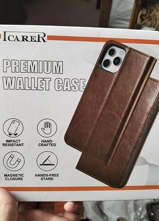 Чехол-кошелек из искусственной кожи ручной работы icarer для iphone 14