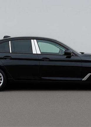 Накладки на дверні стійки (6 шт, нерж) для bmw 5 серія g30/g31 2017-2023 рр