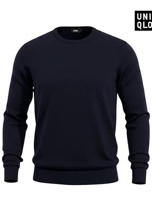 Оригинальный мужской шерстяной свитер гольф uniqlo размер l тонкий темно синий юникло лонг базовый термо лонгслив свитшот водолазка мужская а1