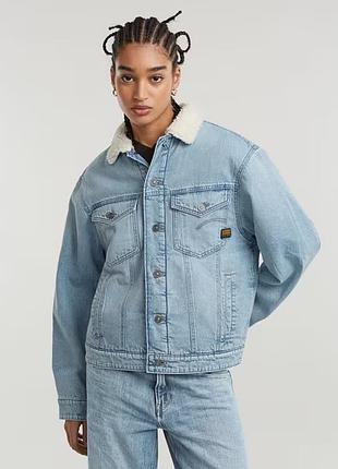 Утеплений джинсовий піджак g star raw relaxed sherpa jacket