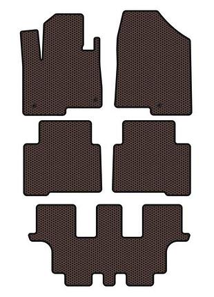 Резиновые коврики carsuit (3 ряда, для grand, коричневые) для hyundai santa fe 4 2018-2023 гг
