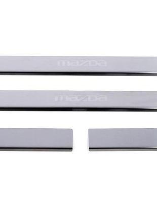 Накладки на пороги carmos (4 шт, нержавейка) v-2 для mazda 2 2003-2007 гг
