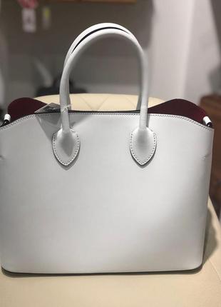Итальянская кожаная женская белая сумка шоппер италия люкс ts000020