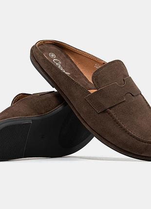 Замшеві шоколадні жіночі мюлі mule chocolate brown