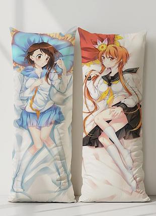 Косаки онодэра и марика тачибана нисекой: ложная любовь дакимакура, подушка обнимашка ростовая 180*60 см
