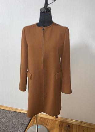 Классное пальто кардиган молния спереди цвет camel 🐫 от zara