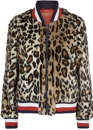 Tommy hilfiger leopard faux fur bomber jacket — еко-хутро, ідеальний стан