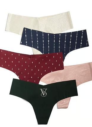 Набір трусиків victoria's secret 5 штук безшовні трусики victoria's secret стрінги victoria's secret
