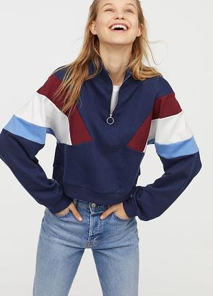 Вкорочений світшот з коміром h&m розмір s
