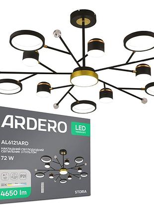 Світлодіодна накладна люстра ardero al6121ard storia 72вт чорний золото