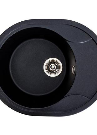 Гранітна мийка для кухні platinum 5847 onyx матова (чорний металік)