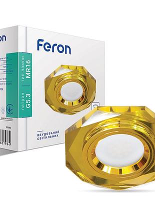 Встроенный светильник feron 8020-2 под лампу желтый золото