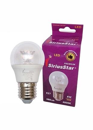 Светодиодная лампа siriusstar 3305 g45 crystal 6w-4000k-e27