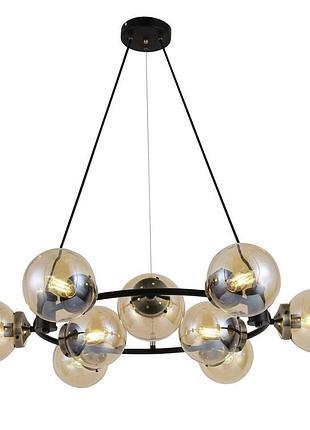 Люстра декоративная 74405/9 antique brass + matte black на 9 плафонов