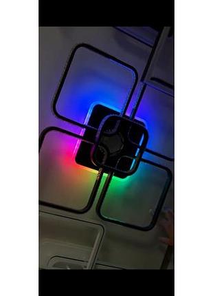 Люстра стельова світлодіодна з музичною колонкою та rgb підсвіткою для великої вітальні valeso yzd1271 чорний