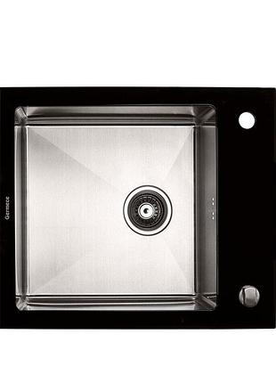 Кухонная мойка platinum handmade black glass 600x510x200