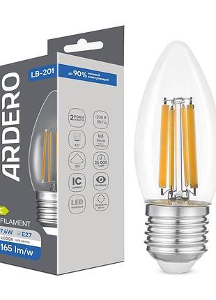 Светодиодная лампа ardero lb-201 7,6вт e27 4000k