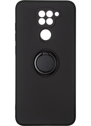 Чехол fiji holder ring для xiaomi redmi note 9 бампер накладка с подставкой black