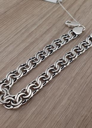 Браслет бисмарк широкий из черненого серебра 925 пробы. длина 21,5 см