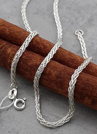 Серебряная цепочка женская круглая "колосок" 925 пробы, изделия из серебра для девушек 60 см