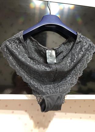 Трусики кружевные графит серые h&amp;m