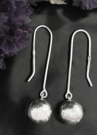 Серебряные серьги, шары, 925, серебро, сережки