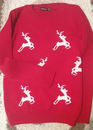 Яскравий новорічний светр boohoo рр. xs-s