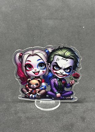 Акриловая коллекционная фигурка chibi харли квинн и джокер 10 cм