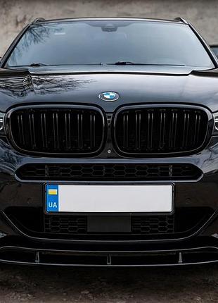 Накладка на передній бампер lip black warrior (для m-sport) для bmw x5 f15 2013-2018 рр