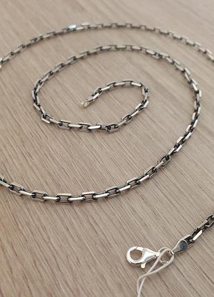 Серебряная цепочка якорь. черненое серебро 925. мужская цепь якорная 12 гр 55 см
