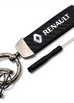 Брелок для ключей с логотипом авто рено renault (металл + карбон)