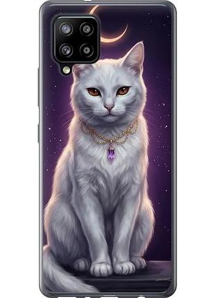 Чехол на samsung galaxy a42 a426b mystic white cat gothic dark purple gold из силикона fch_0149575