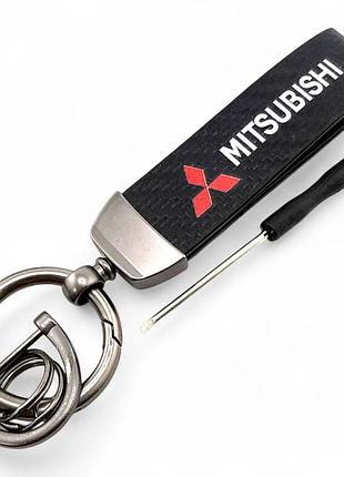 Брелок для ключей с логотипом авто мицубиси мицубиси (металл + карбон)