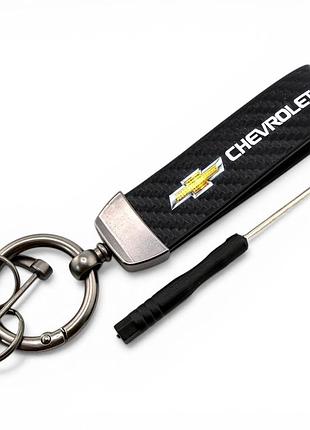 Брелок для ключей с логотипом авто шевроле chevrolet (металл + карбон)