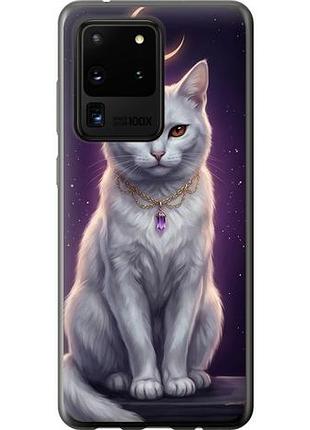 Чехол на samsung galaxy s20 ultra mystic white cat gothic dark purple gold из пластика fch_0149568