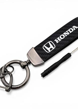 Брелок для ключей с логотипом авто хонда honda (металл + карбон)