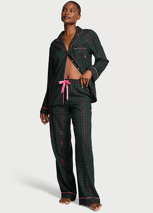 Фланелевый длинный пижамный комплект victoria’s secret flannel long pajama set