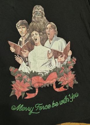New look star wars - стильная мужская футболка с принтом -merry force be with you - l
